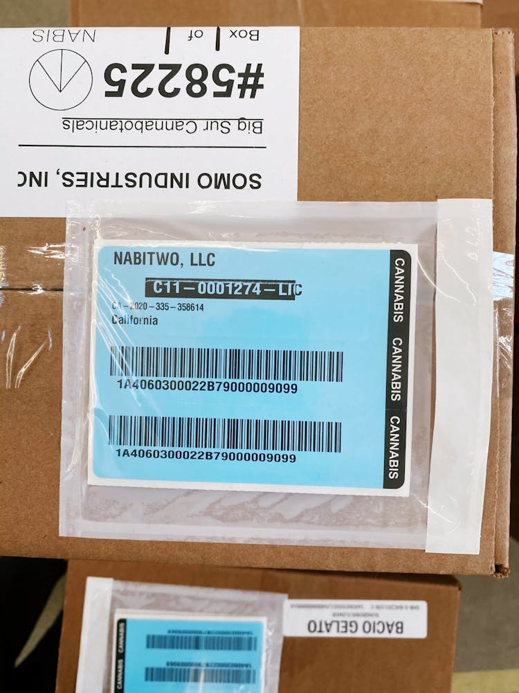 METRC barcodes on boxes