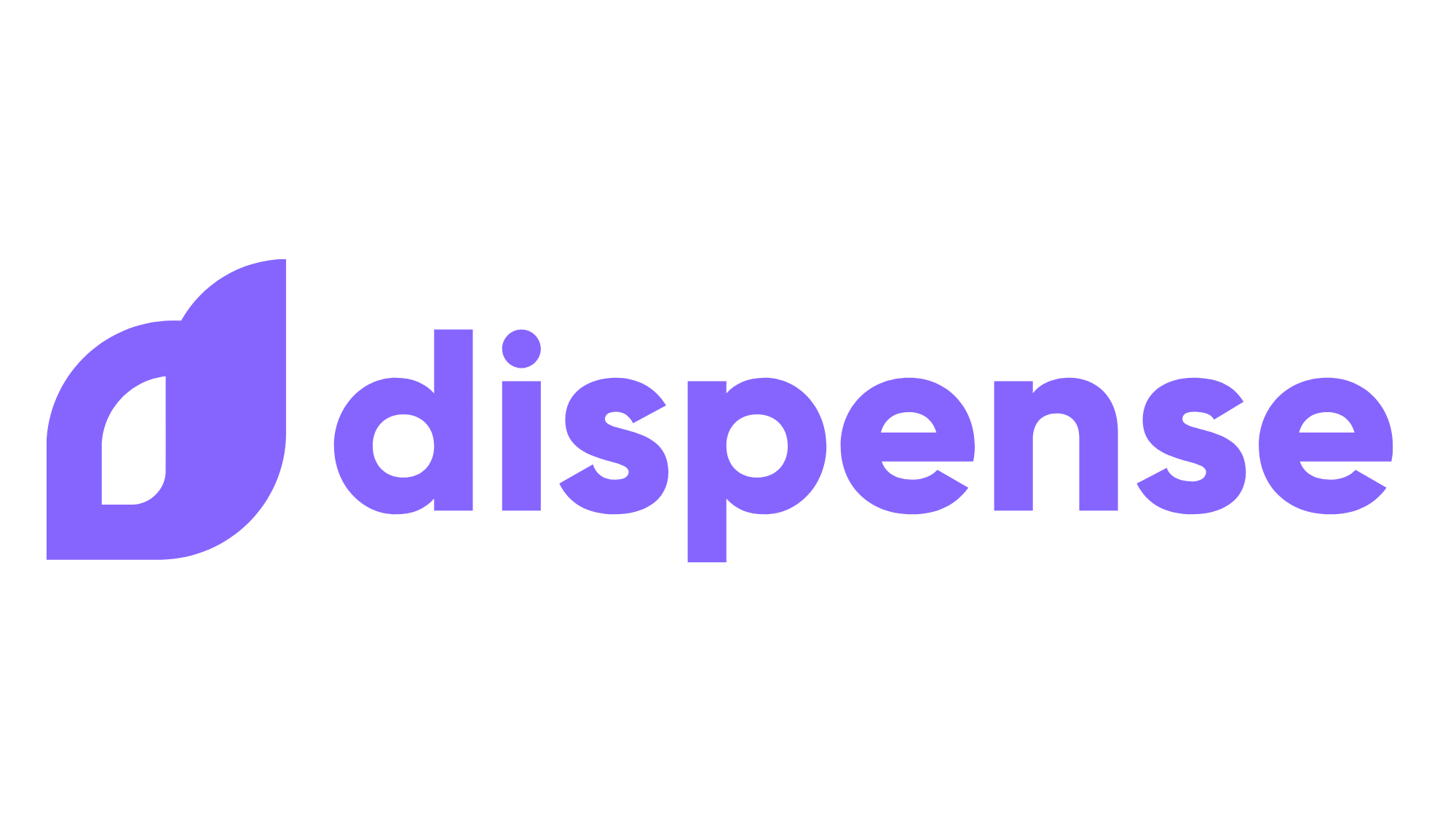 Dispense Logo: purple on white background. Dispense is one of Meadow's trusted API partners. 