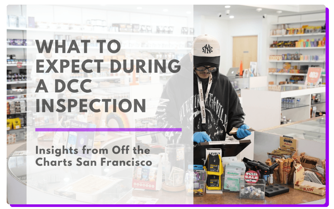 A staff member at Off the Charts San Francisco prepares for a state inspection behind the counter of a busy dispensary. This blog shares real-world insights on how to get inspection-ready and what the DCC is looking for when they show up.