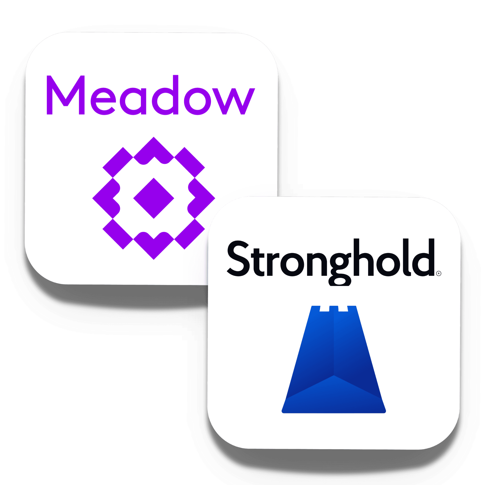 A crisp, professional graphic featuring the logos of Meadow and Stronghold, visually representing their seamless integration. The Meadow logo—a vibrant geometric emblem in bold purple paired with a modern wordmark—sits prominently in the upper left corner. Slightly overlapping in the lower right is the Stronghold logo, showcasing a sturdy blue fortress tower icon beneath a refined black serif wordmark, symbolizing security and trust.
This design visually communicates the partnership’s essence: Meadow’s all-in-one cannabis retail software connecting effortlessly with Stronghold’s secure, compliant digital payments infrastructure. The overlapping placement of the logos reflects the interoperable synergy between retail operations and fintech compliance—empowering dispensaries with modern, cashless payment options while maintaining rigorous financial standards.