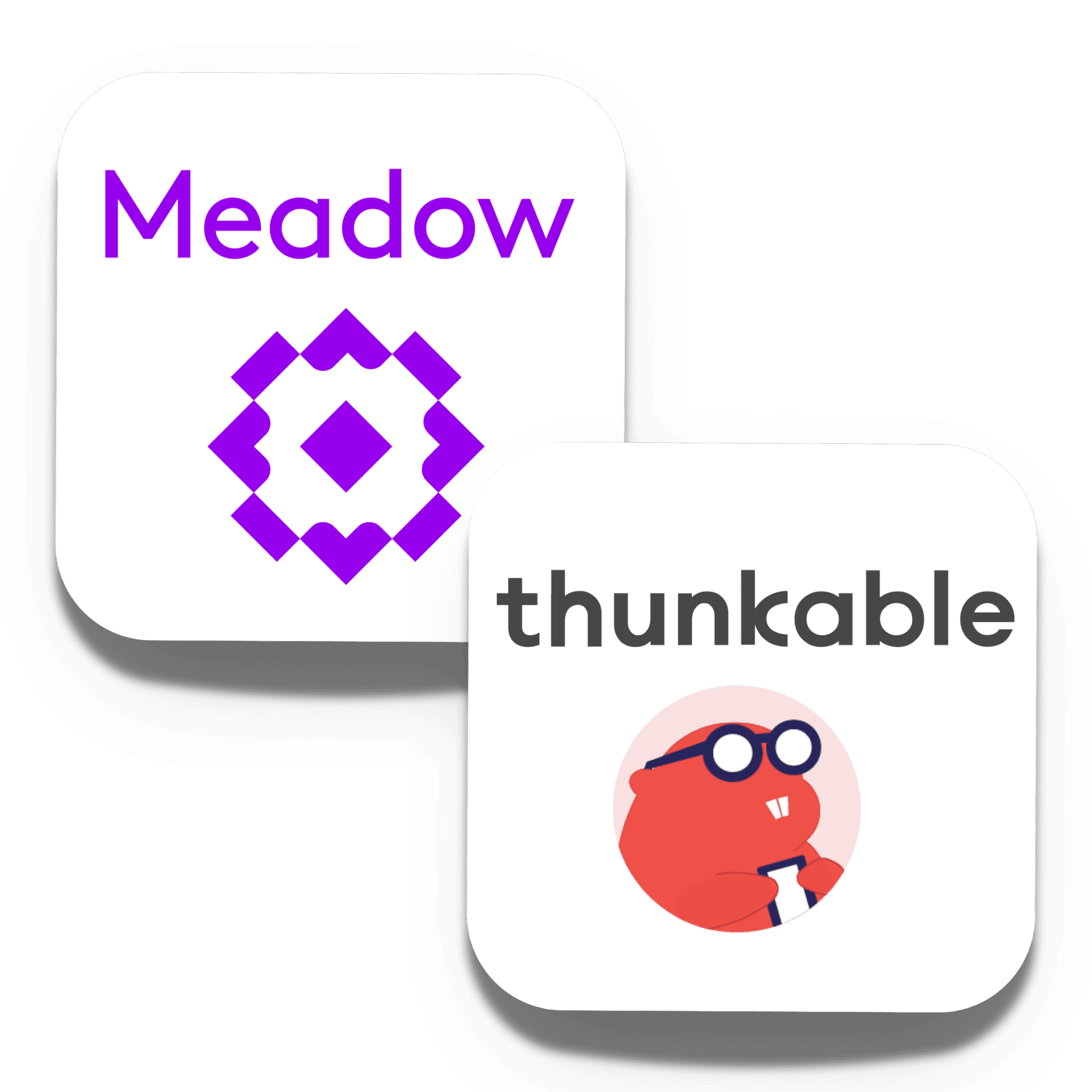 A fun and functional graphic highlighting the integration between Meadow and Thunkable. In the upper left, the Meadow logo stands out with its bold, purple geometric emblem and clean wordmark—signifying a unified, data-driven dispensary infrastructure. Overlapping in the lower right is the Thunkable logo, featuring its playful red mascot with glasses and a mobile phone, accompanied by a modern gray wordmark—visually reinforcing accessibility, creativity, and no-code empowerment.
This layout captures the seamless partnership between Meadow’s robust cannabis retail software and Thunkable’s intuitive no-code app builder. The integration allows dispensaries to launch branded iOS and Android apps without writing code—syncing menus, inventory, and loyalty rewards directly from Meadow to their mobile storefronts in real time.