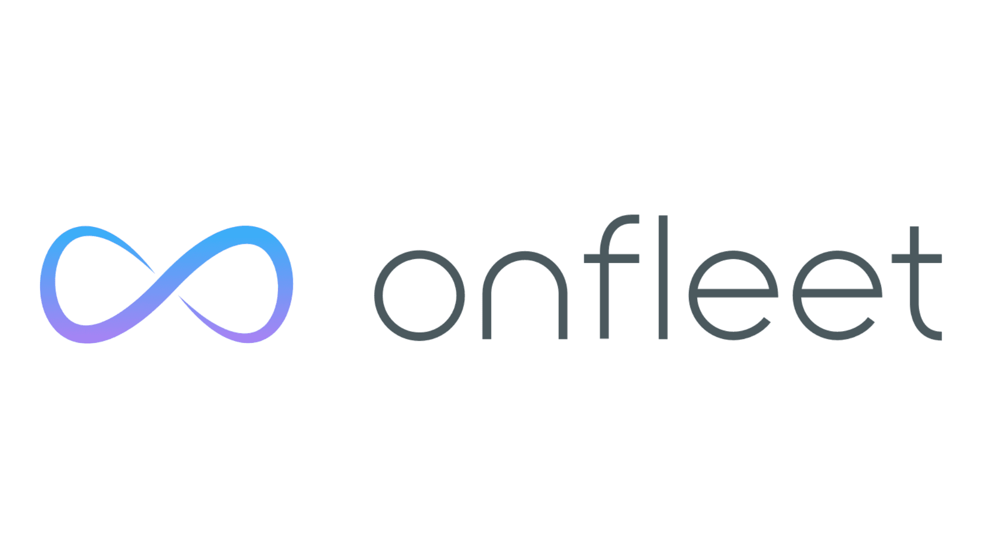 Onfleet Logo: blue, purple & black. Onfleet is one of Meadow's trusted API partners.