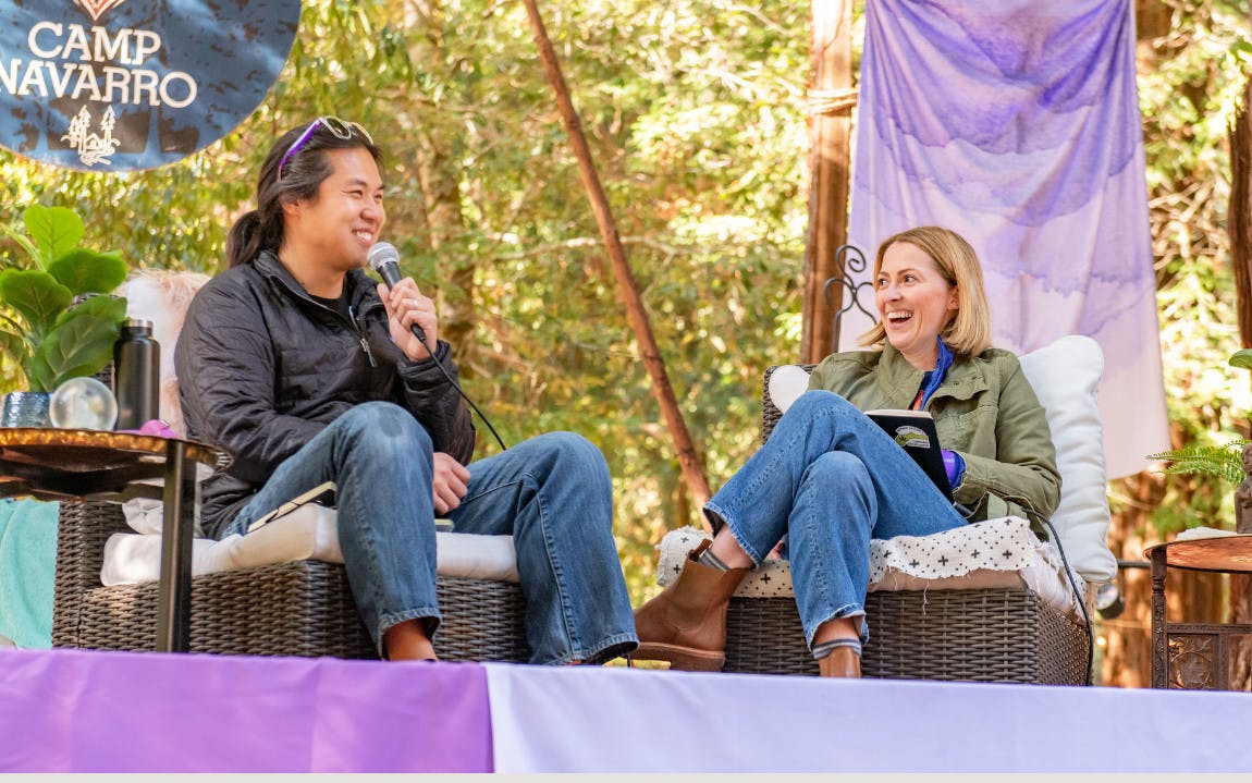 Nicole Elliott Director of Cannabis Control in California in conversation with Meadow CEO David Hua on stage at Meadowlands 2021 at Camp Navarro.