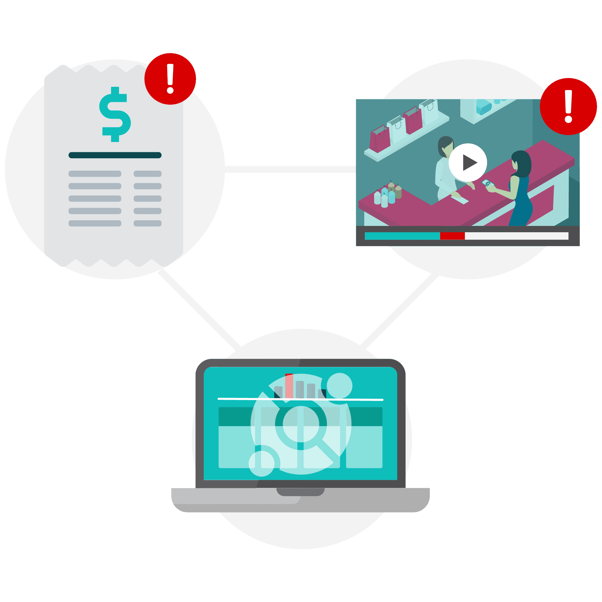 A stylized network graphic connects a receipt, video footage, and dashboard interface, symbolizing:
Unified Evidence Trail: Solink uses Meadow POS inputs to match every transaction with a video timeline, verifying activity at the register.
Loss Prevention Boost: Suspicious refunds, price overrides, or cash handling issues flagged in Meadow can be instantly reviewed in Solink.
Audit-Ready Insights: Transactions and footage stay connected for easy internal review or external audits.