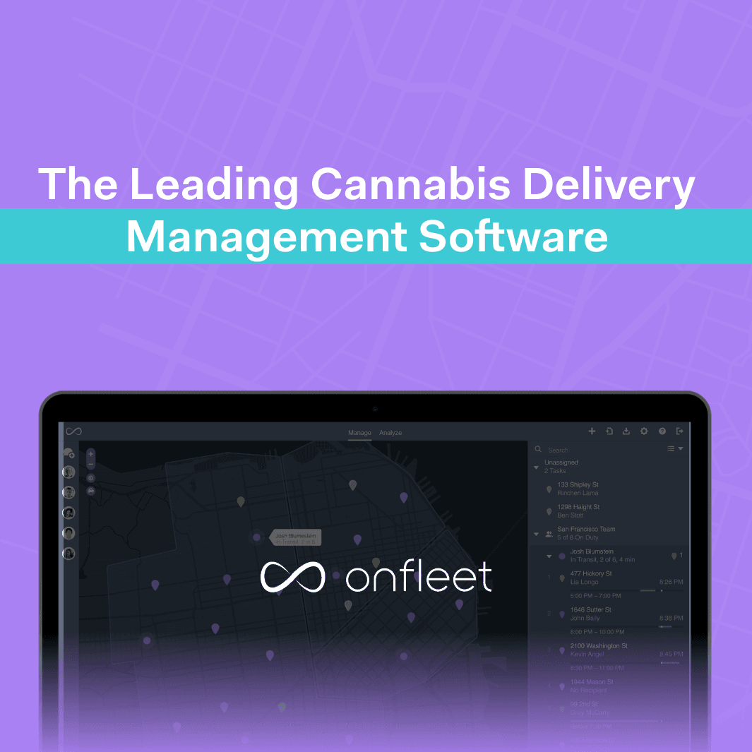 This image emphasizes how Onfleet streamlines cannabis delivery operations through intelligent route optimization. With a route map filled with strategic stops and paths, this image demonstrates how dispensaries can serve more customers faster and with greater accuracy.