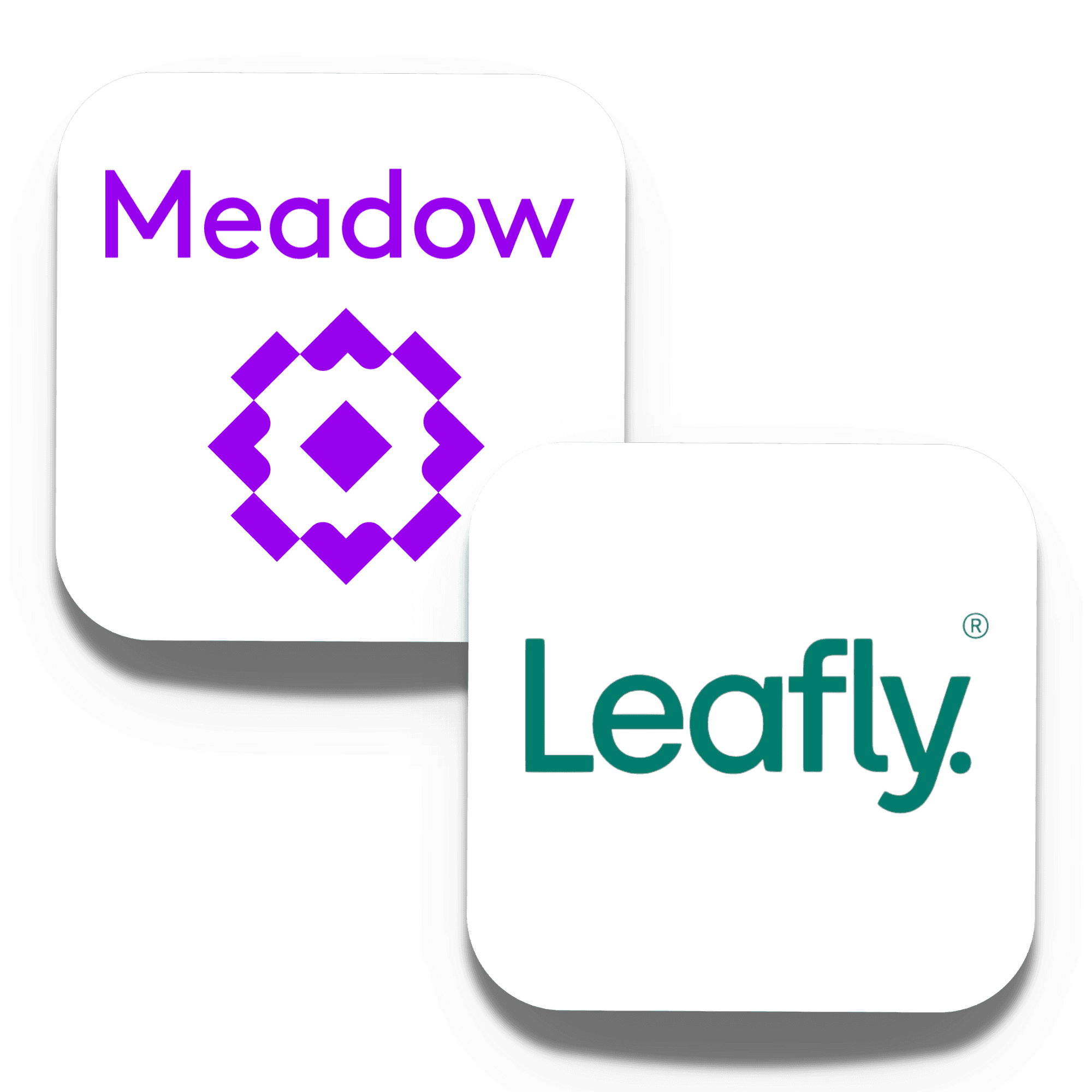 This modern, clean visual captures the powerful connection between Meadow and Leafly, merging operational precision with broad consumer reach to elevate the cannabis shopping experience.
Positioned in the upper left, the iconic Meadow logo glows in signature purple symbolizing structure, intelligence, and trust. As a leading dispensary POS and compliance platform, Meadow anchors every aspect of retail operations, ensuring accuracy across inventory, sales, and menus.
Overlapping in the lower right, the Leafly logo stands in a deep green wordmark, reflecting the brand’s trusted position as the world’s largest cannabis discovery platform. Serving over 16 million monthly users, Leafly empowers cannabis consumers with reliable information, verified retailer listings, and seamless ordering.